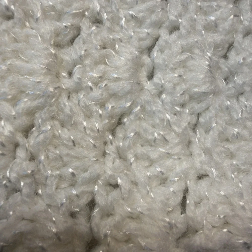 Handmade Crochet Baby Blanket White With Pink Border. With‎ A Little Sparkle